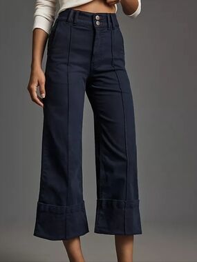 Pilcro Wide Leg Cuffed Trousers